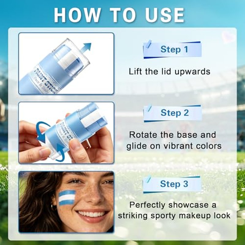 Argentina Face Paint Stick - 3-in-1 Sports Makeup for Events