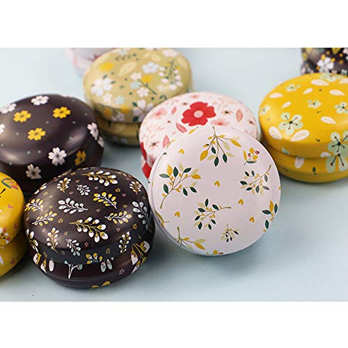 12 Pcs Mini Tinplate Candle Tin Jars with Lids, Empty Reusable Round Travel Tin Cans Refillable Container Jars for Candle Making, Lip Balm, Salve, Eye Shadow, Powder (Classic Flowers & Plants Set)