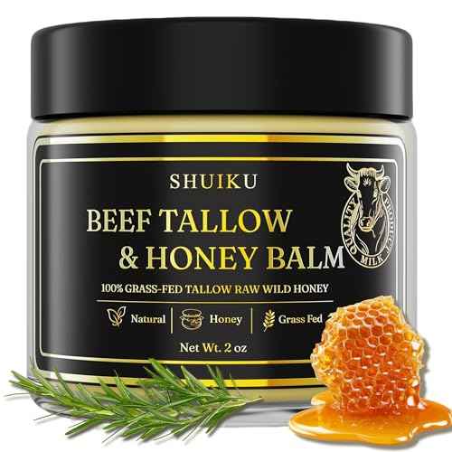 Beef Tallow and Honey Balm for Face, All-Natural Tallow and Balm for Face & Body, Grass-Fed Tallow with Raw Wild Honey, Ultra-Hydrating Moisturizer for Men and Women