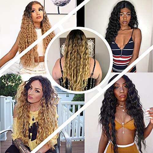 Ombre Honey Blonde Kinky Curly Hair Bundles 28 Inch