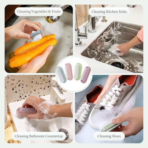 Heavy-Duty Nail Brush for Deep Cleaning Fingernails & Toes - 4 PCS