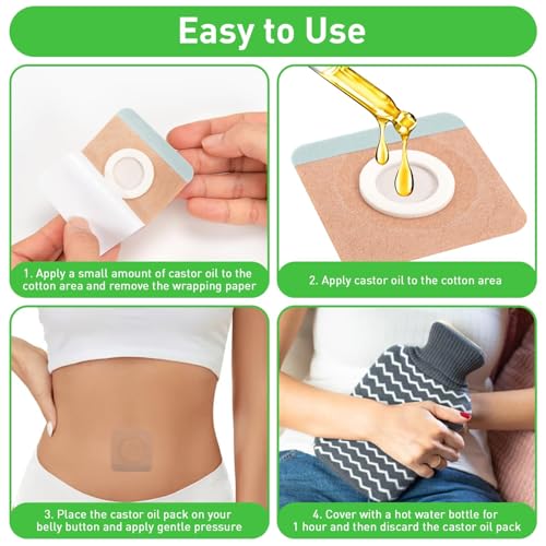 Castor Oil Belly Button Patches, 100 Pcs Disposable