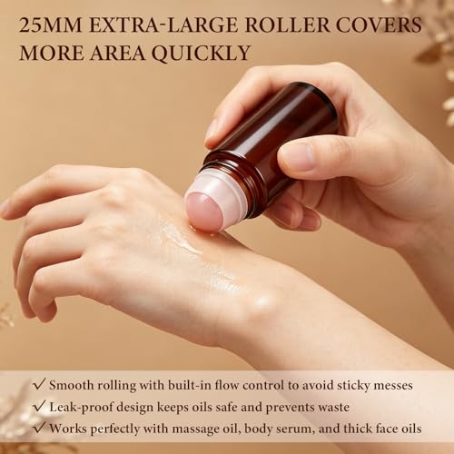 Rose Quartz Roller Bottles 50ml - 2 Pack Refillable Glass Bottles