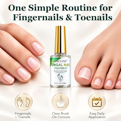 Toenail Fungus Treatment with 25% Undecylenic Acid - Clear Brush-On Nail Care for Thick Yellow Nails