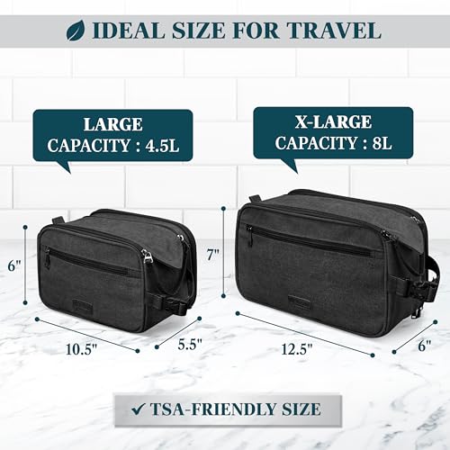 PAVILIA Canvas Dopp Kit – Large Travel Toiletry Bag for Men