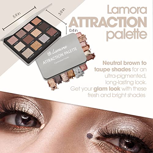 Eyeshadow Brush Set (Black) with Attraction Smokey Eyeshadow Palette