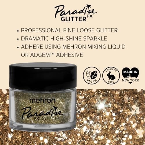 Mehron Paradise AQ Glitter Face & Body Paint Gold .25oz
