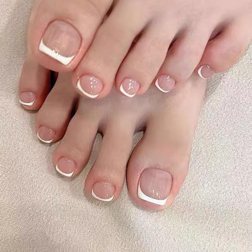 Wellquinn Brown French Toe Nail Tips, Clear Acrylic False Nail Tips Fake Nails Soft Gel Nail Tips 15 Sizes for Toe Nails Extension 300pcs Brown