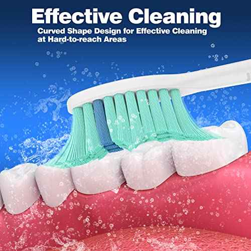 Toothbrush Replacement Heads for Philips Sonicare E-Series, Essence, Elite, Advance, CleanCare Screw-on Electric Toothbrush Heads HX7022/66, 6 Pack
