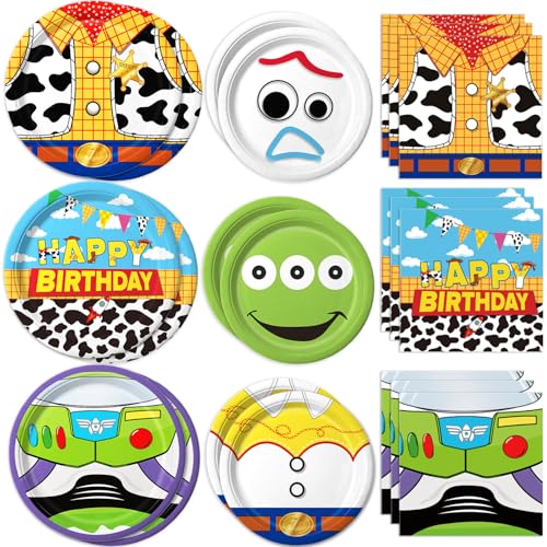 Cartoon Birthday Party Supplies Set for 30 Guests - Plates & Napkins