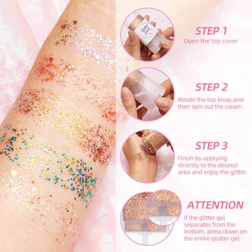 Body Glitter Stick - Pink & Purple Chunky Sparkle, 2 Pack