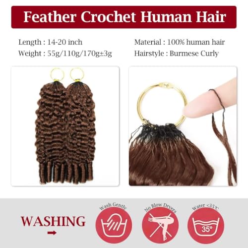 LOLly Hair 30# 20 Inch Pre-Looped Human Crochet Hair for Curly Protective Styles