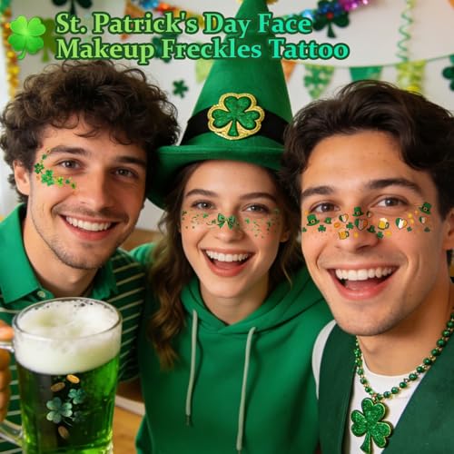 28 PCS St Patrick's Day Face Temporary Tattoos