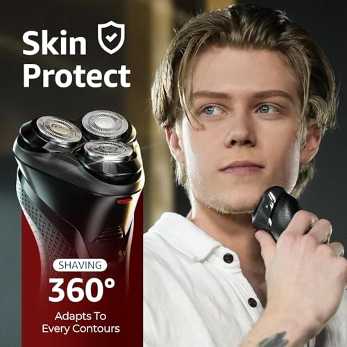 Cordless Electric Razor for Men: 3-in-1 Shaver for Beard/Nose/Sideburns - IPX7 Waterproof Travel Kit - Precision Blades & Turbo Speed
