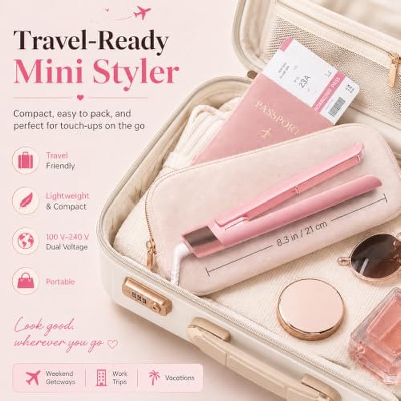AIMSEE Mini Flat Iron - 0.8 Inch Ceramic Hair Straightener for Travel
