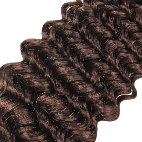 300g Dark Brown Human Hair Bundles Deep Wave Bundle 12 14 16 Inch