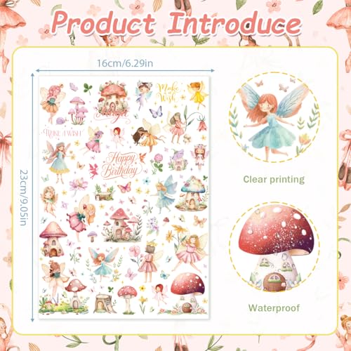 Fairy Temporary Tattoos - 8 Sheets Magical Wings & Flowers