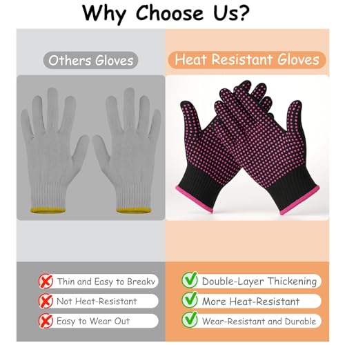 Heat Resistant Gloves for Hair Styling, 4 Pack