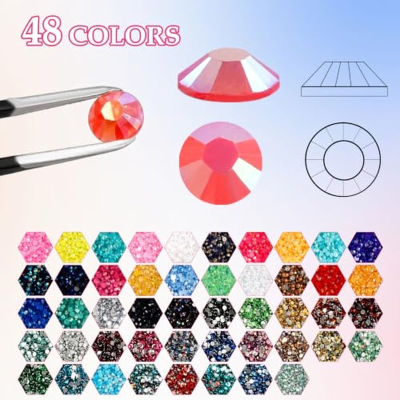 144000 Resin Rhinestones 48 Colors 3mm Flatback Gems with B7000 Glue