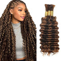 Freiuoke 28-Inch Light Brown Deep Wave Braiding Hair Bundles