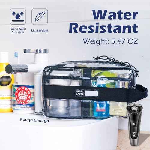 Rough Enough Clear Toiletry Bag Makeup Organizer for Traveling Women Men Travel Size Toiletries Cosmetic Shaving Kit with Handle Large