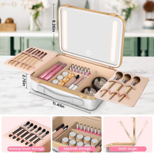EASYINBEAUTY Makeup Travel Case with LED Mirror & 5000mAh Battery