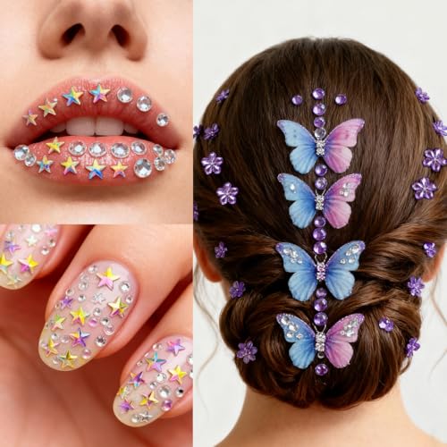 Face Gem Stickers - 12 Sheets Self-Adhesive Rhinestones
