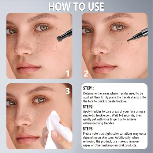 HOSAILY Light Brown Freckle Stamp Pen & Marker Set Waterproof Natural Fake Freckles