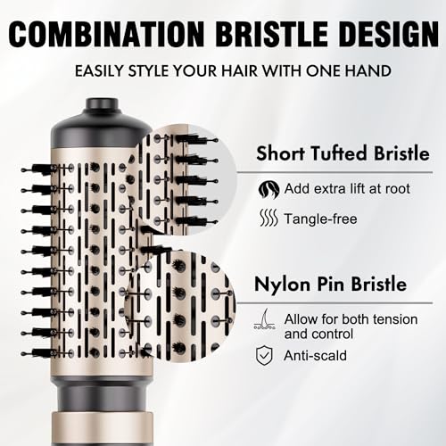 Rotating Hair Dryer Brush with 2 Interchangeable Heads
