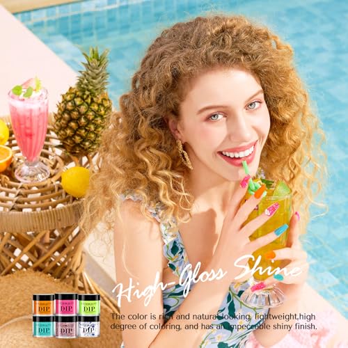 AZUREBEAUTY Dip Powder Nail Kit - 6 Bright Summer Fluorescent Shades