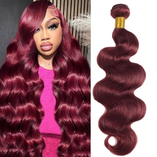 99J Burgundy Human Hair Bundles Body Wave 26 Inch 12A Wine Red Double Weft Brazilian Bundles Human Hair Extensions 1 Pack