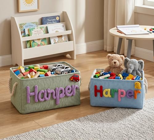 Personalized Fabric Storage Baskets with Custom Name Embroidery