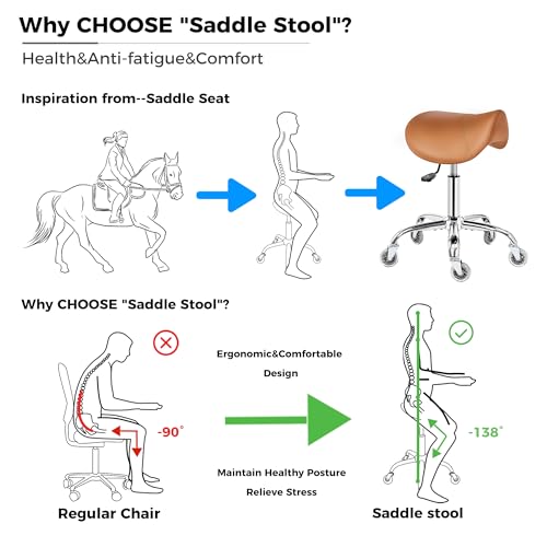 BEWISHOME Ergonomic Saddle Stool with Wheels BMD01Z
