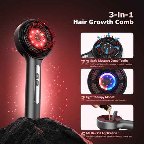 Laser Hair Growth Comb with Oil Applicator & Scalp Massager