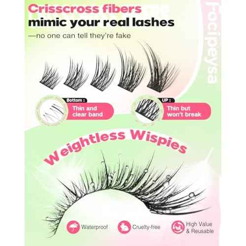 Fox Eye Lash Clusters Wispy Eyelash Clusters Kit Natural Lash Extensions Foxy Cluster Eyelash Extensions Spiky Individual Eyelashes Extension Kit with Lash Bond and Seal, Lash Tweezers