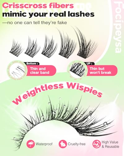 Focipeysa Wispy Lash Clusters 10-18mm Eyelash Extensions