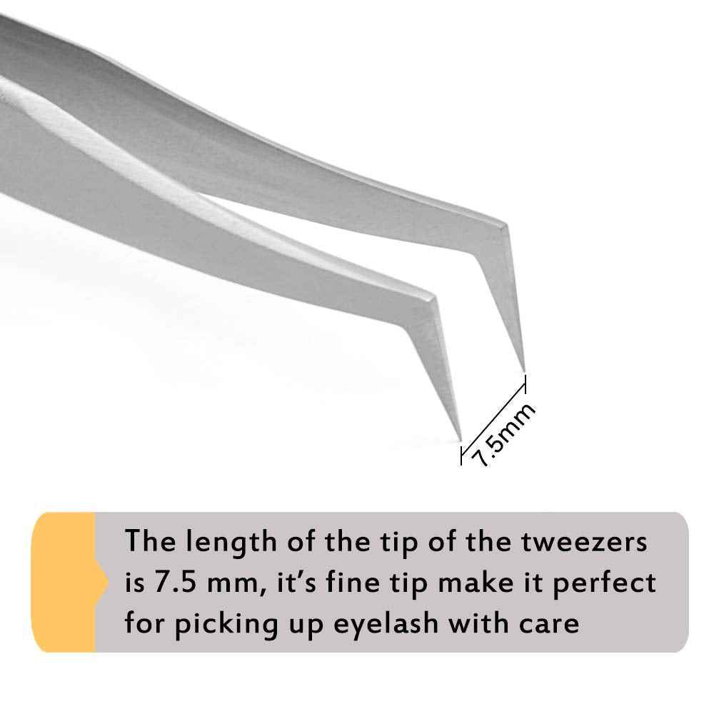 EMEDA Eyelash Extension Tweezers for Volume Lashes Professional Precision Stainless Steel VETUS 6A-SA Mega Curved Tips Flat Tweezer Tools for Individual Eye Lash Extensions Fan Supplies