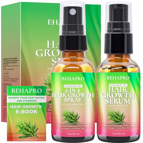 Rosemary Oil for Hair Growth,with Hair Serum for Hair Growth,Heat Protectant Spray,Biotin Argan Oil Hair Growth Products for Thinning Hair & Hair Loss Treatment,Birthday Gifts for Women Mom Her Men