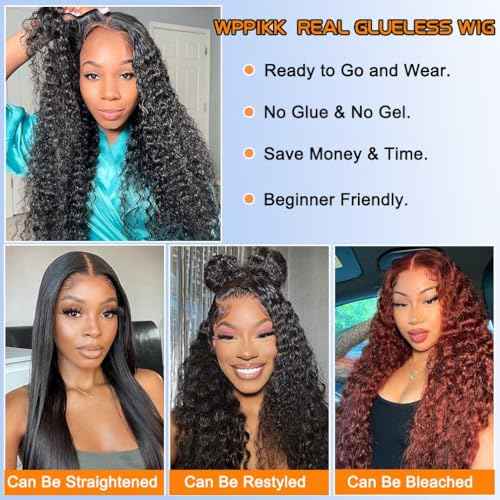 Wear and Go Glueless Wigs Human Hair Pre Plucked Pre Cut Deep Wave Lace Front Wigs Human Hair 4x4 Lace Closure Wig for Black Women Glueless (20 Inch)