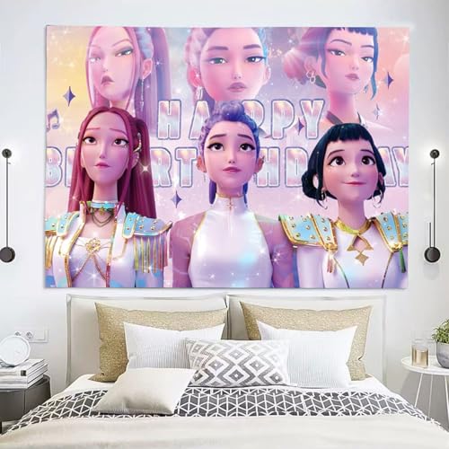 Anime Birthday Backdrop 49.2×27.5 inch Photo Prop