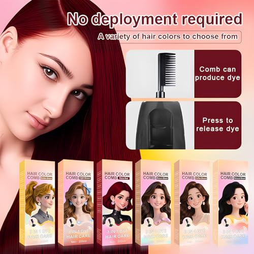 SEPSUMMER 3-in-1 Hair Color Comb - Brown Black Dye for Gray Coverage