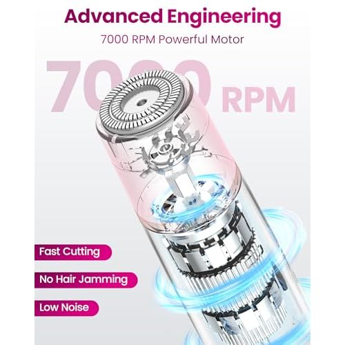 Bikini Trimmer Women & Body Shaver - 4-in-1 Painless Pubic Hair Remover for Sensitive Skin, Rechargeable & IPX7 Waterproof for Wet & Dry Use, for Face/Eyebrows/Nose/Underarms/Legs
