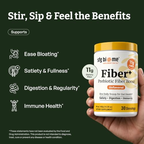 Fiber+ Prebiotic Gut Health Support — 11g Fiber per Serving, Solnul & Fibersol-2 (30 Servings) Sandhu's