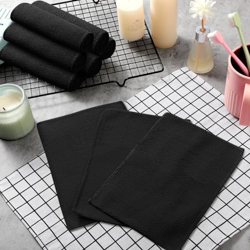 Tatuo 12 Pieces Korean Exfoliating Mitt Exfoliating Cloth Towel Korean Style Body Scrub Korean Style Scrubbing Cloth Bath Body Exfoliating Scrub Towel(Black, Large)