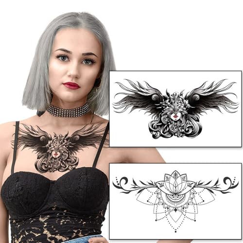 Temporary Neck Tattoos for Women 6 Pack - Realistic Fake Stickers