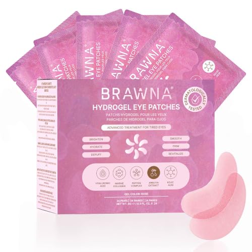 BRAWNA Rose Cooling Eye Patches for Dark Circles & Puffiness - 24 Pairs