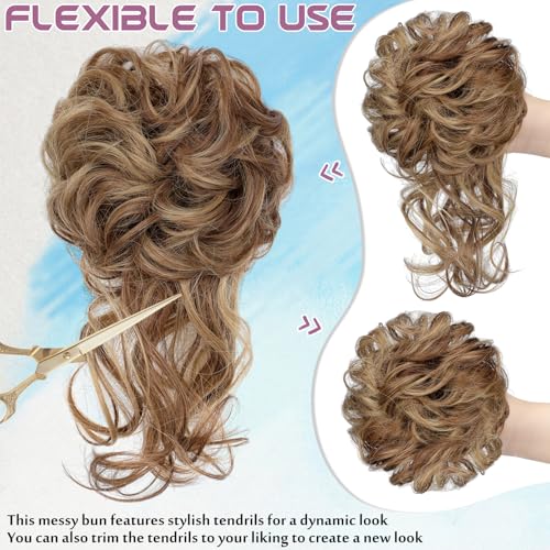 Messy Bun Hair Piece Curly Chignon with Elastic Band