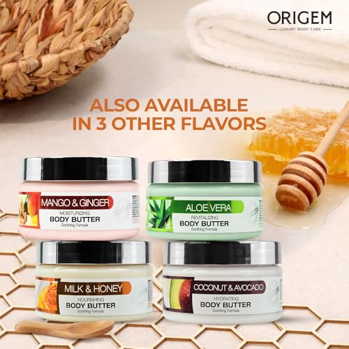 ORIGEM Body Butter for Dry Skin ? Ultra-Nourishing & Hydrating Cream with Mango, Ginger, Argan Oil, Shea Butter & Honey ? Moisturizer for Smooth, Glowing Skin ? 8 Oz