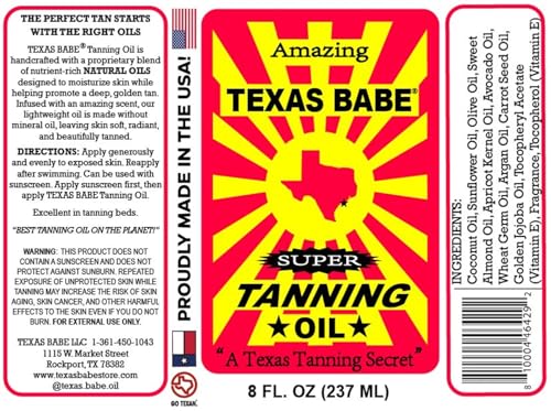 Texas Babe Natural Tanning Oil 8 oz – No Mineral Oil