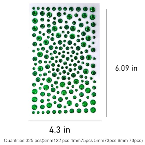 Green Crystal Face Gems - 700pcs Self Adhesive Rhinestones